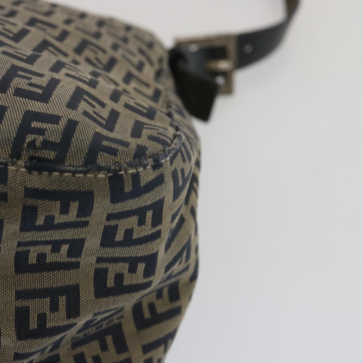 FENDI Zucchino Canvas Mamma Baguette Shoulder Bag Navy67267