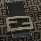 FENDI Zucchino Canvas Mamma Baguette Shoulder Bag Navy67267