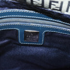 FENDI Zucchino Canvas Mamma Baguette Shoulder Bag Navy67267