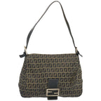 FENDI Zucchino Canvas Mamma Baguette Shoulder Bag Navy67267