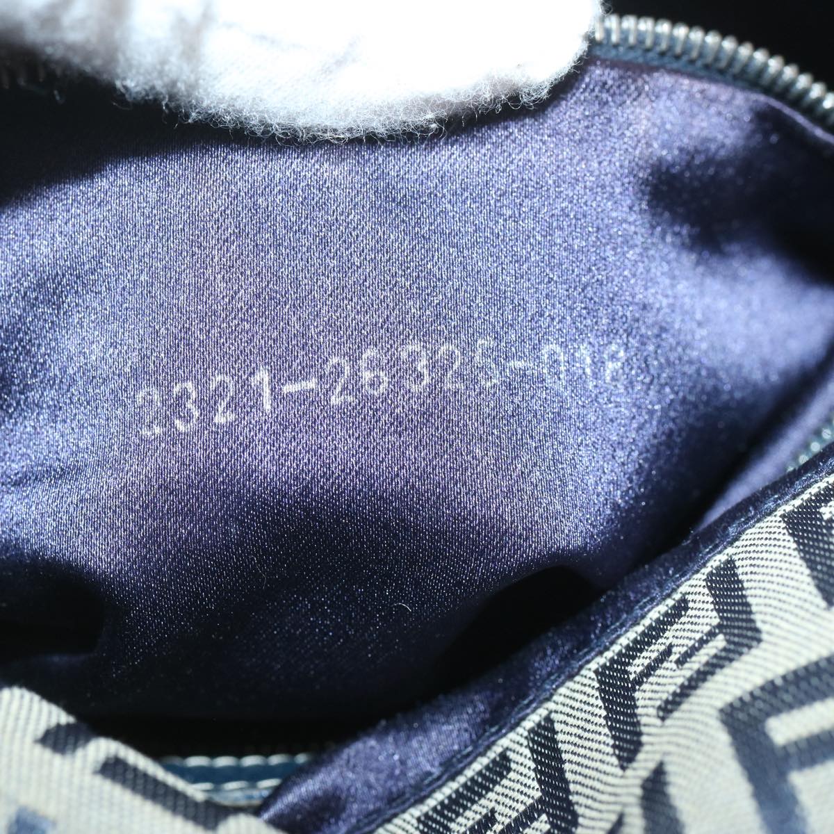 FENDI Zucchino Canvas Mamma Baguette Shoulder Bag Navy67267