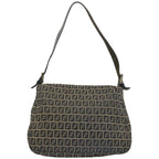 FENDI Zucchino Canvas Mamma Baguette Shoulder Bag Navy67267