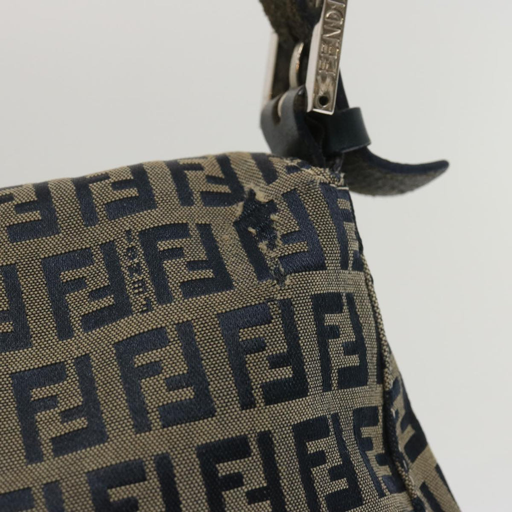 FENDI Zucchino Canvas Mamma Baguette Shoulder Bag Navy67267