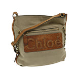 Chloe Harley Shoulder Bag Canvas Leather Beige Brown 67268
