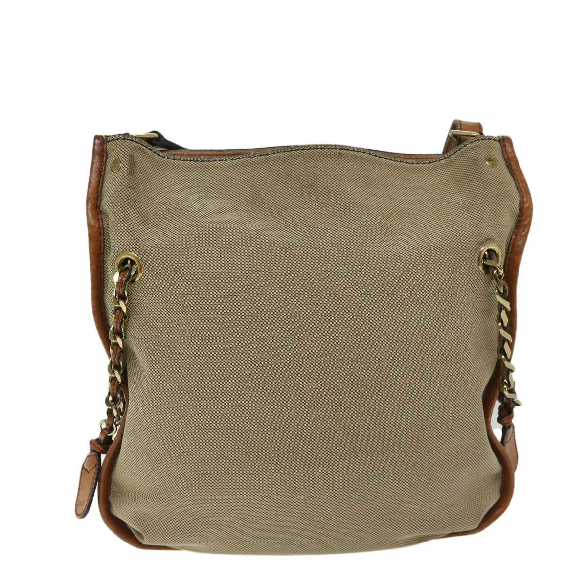 Chloe Harley Shoulder Bag Canvas Leather Beige Brown 67268