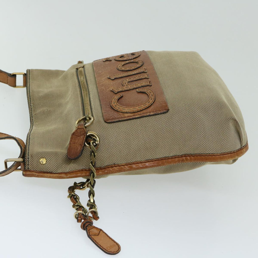 Chloe Harley Shoulder Bag Canvas Leather Beige Brown 67268