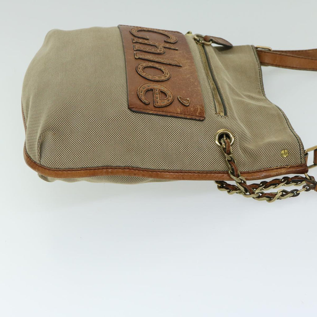 Chloe Harley Shoulder Bag Canvas Leather Beige Brown 67268