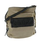 Chloe Harley Shoulder Bag Canvas Leather Beige Black 67269