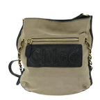 Chloe Harley Shoulder Bag Canvas Leather Beige Black 67269