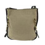 Chloe Harley Shoulder Bag Canvas Leather Beige Black 67269