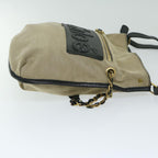 Chloe Harley Shoulder Bag Canvas Leather Beige Black 67269