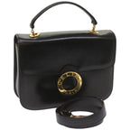 CELINE Shoulder Bag Leather Black  67274