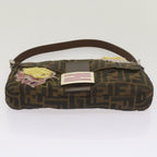 FENDI Zucchino Canvas Mamma Baguette Shoulder Bag Brown Black67285