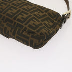 FENDI Zucchino Canvas Mamma Baguette Shoulder Bag Brown Black67285