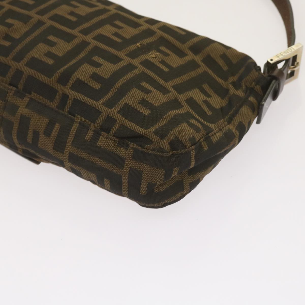 FENDI Zucchino Canvas Mamma Baguette Shoulder Bag Brown Black67285