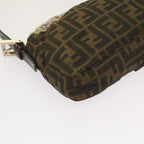 FENDI Zucchino Canvas Mamma Baguette Shoulder Bag Brown Black67285