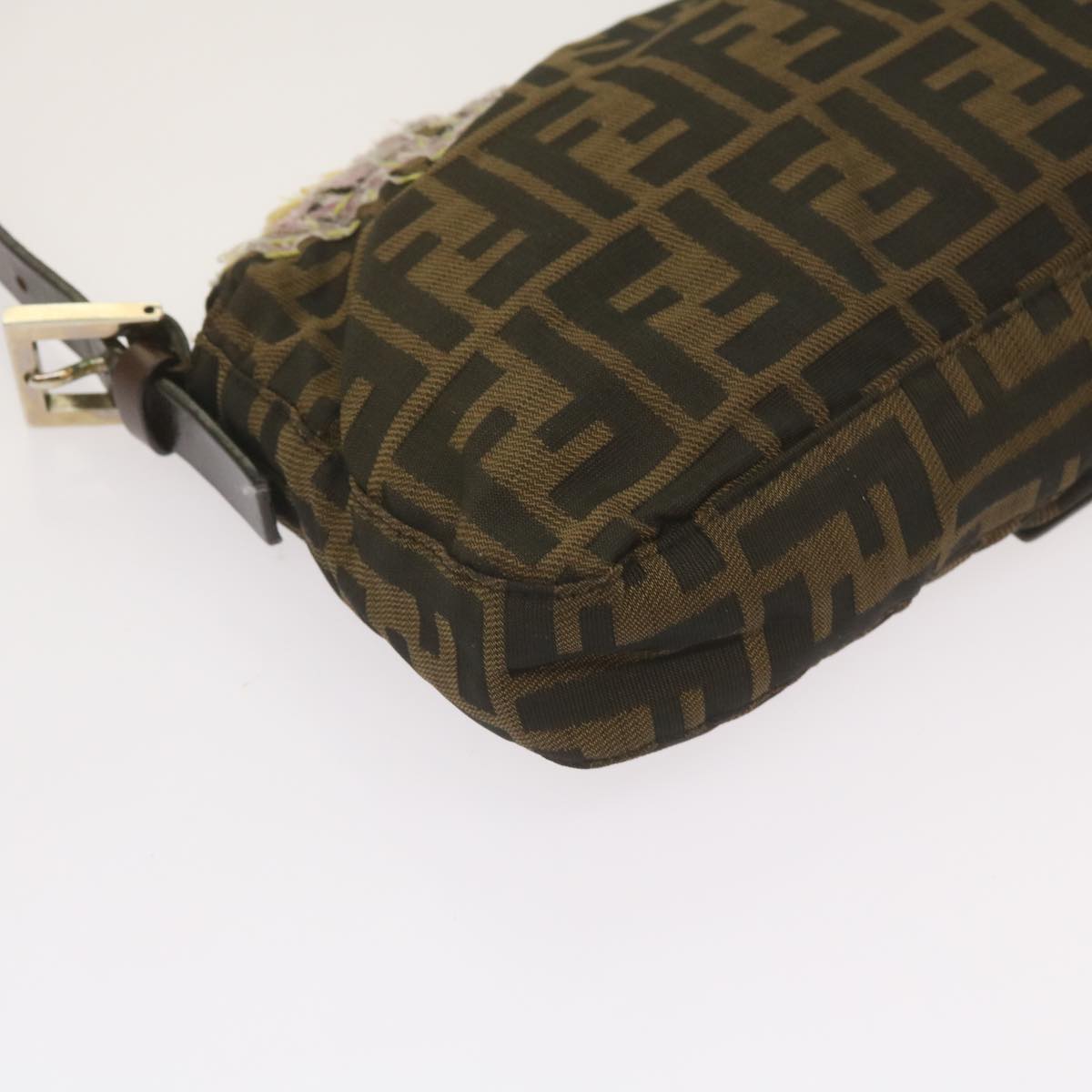 FENDI Zucchino Canvas Mamma Baguette Shoulder Bag Brown Black67285