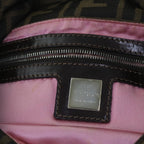 FENDI Zucchino Canvas Mamma Baguette Shoulder Bag Brown Black67285