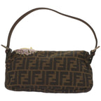 FENDI Zucchino Canvas Mamma Baguette Shoulder Bag Brown Black67285