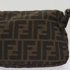 FENDI Zucchino Canvas Mamma Baguette Shoulder Bag Brown Black67285
