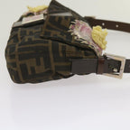 FENDI Zucchino Canvas Mamma Baguette Shoulder Bag Brown Black67285