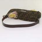 FENDI Zucchino Canvas Mamma Baguette Shoulder Bag Brown Black67285