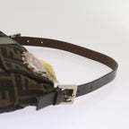 FENDI Zucchino Canvas Mamma Baguette Shoulder Bag Brown Black67285