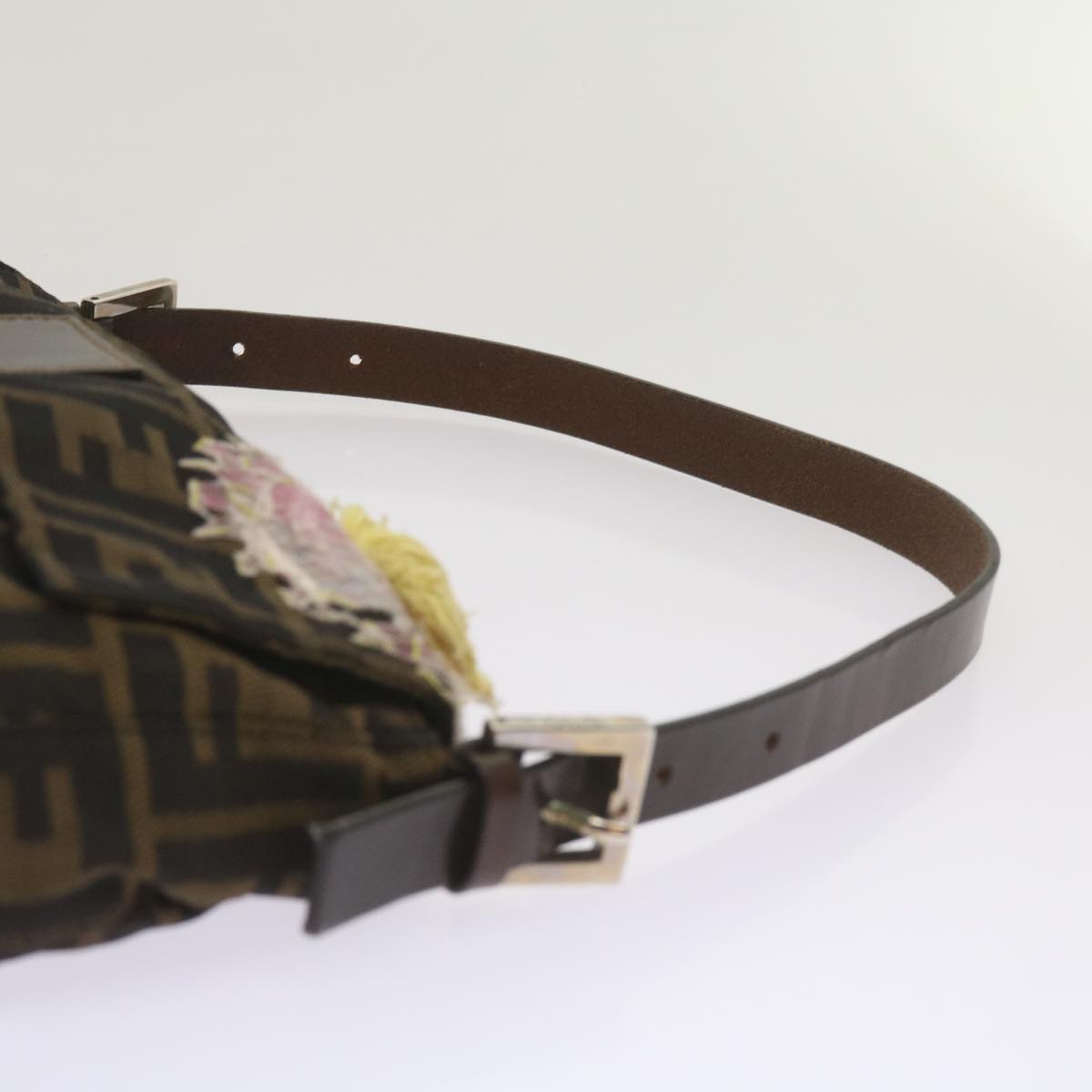 FENDI Zucchino Canvas Mamma Baguette Shoulder Bag Brown Black67285