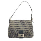 FENDI Zucchino Canvas Mamma Baguette Shoulder Bag Navy67319