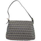 FENDI Zucchino Canvas Mamma Baguette Shoulder Bag Navy67319