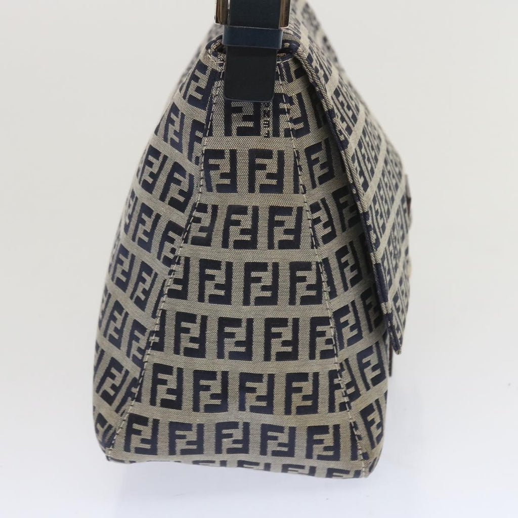 FENDI Zucchino Canvas Mamma Baguette Shoulder Bag Navy67319
