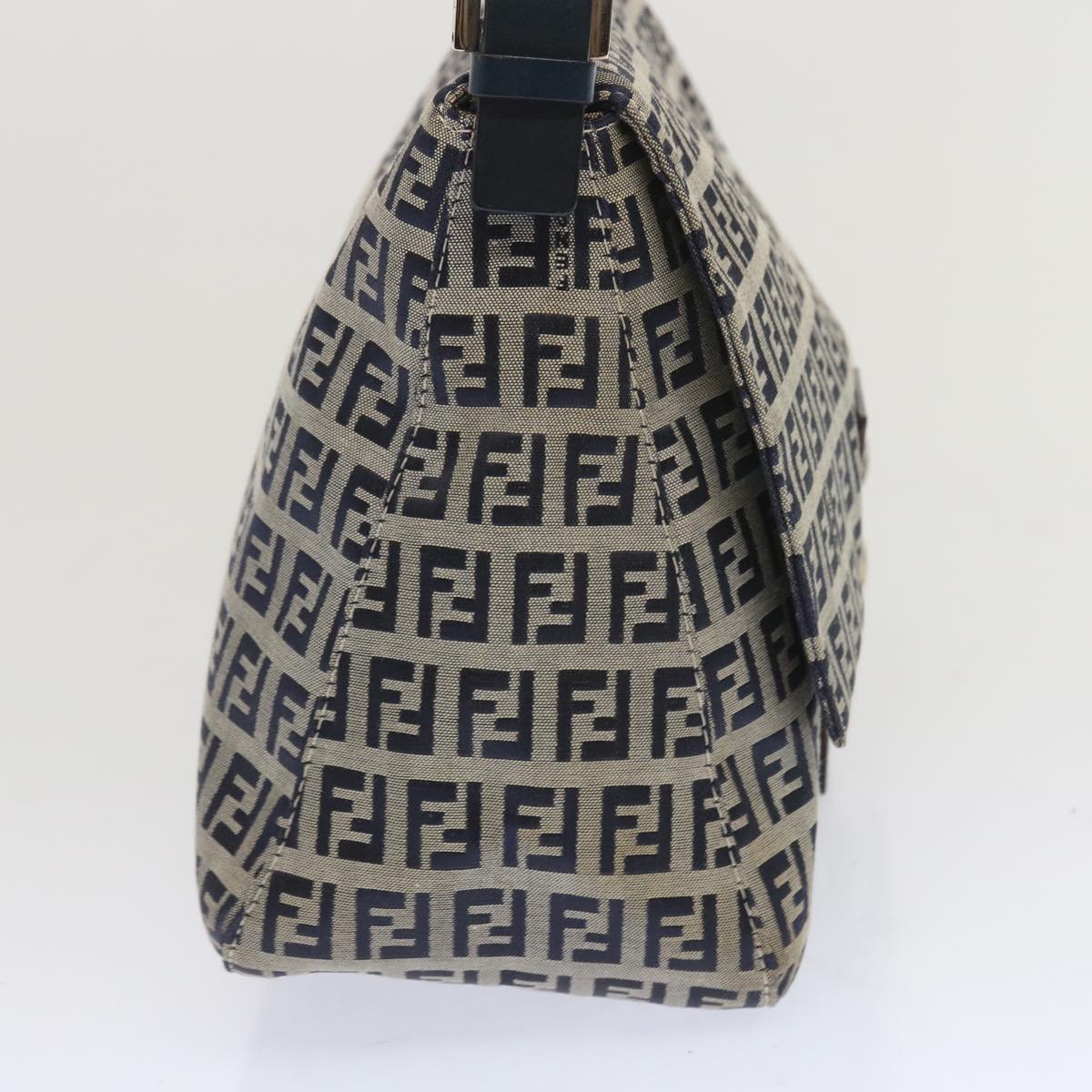 FENDI Zucchino Canvas Mamma Baguette Shoulder Bag Navy67319