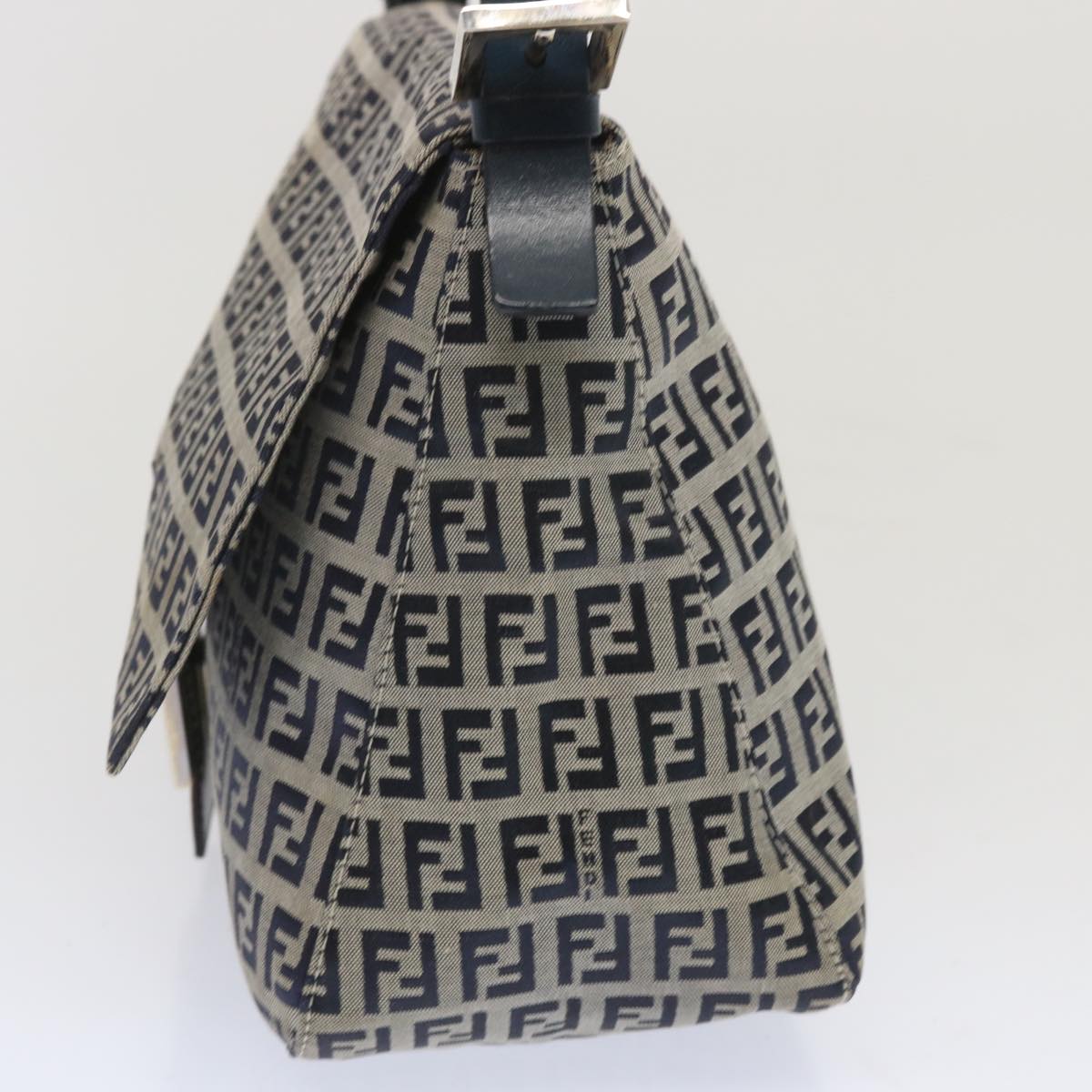 FENDI Zucchino Canvas Mamma Baguette Shoulder Bag Navy67319