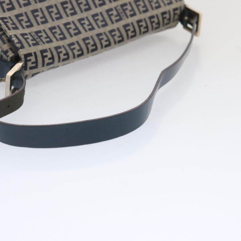 FENDI Zucchino Canvas Mamma Baguette Shoulder Bag Navy67319