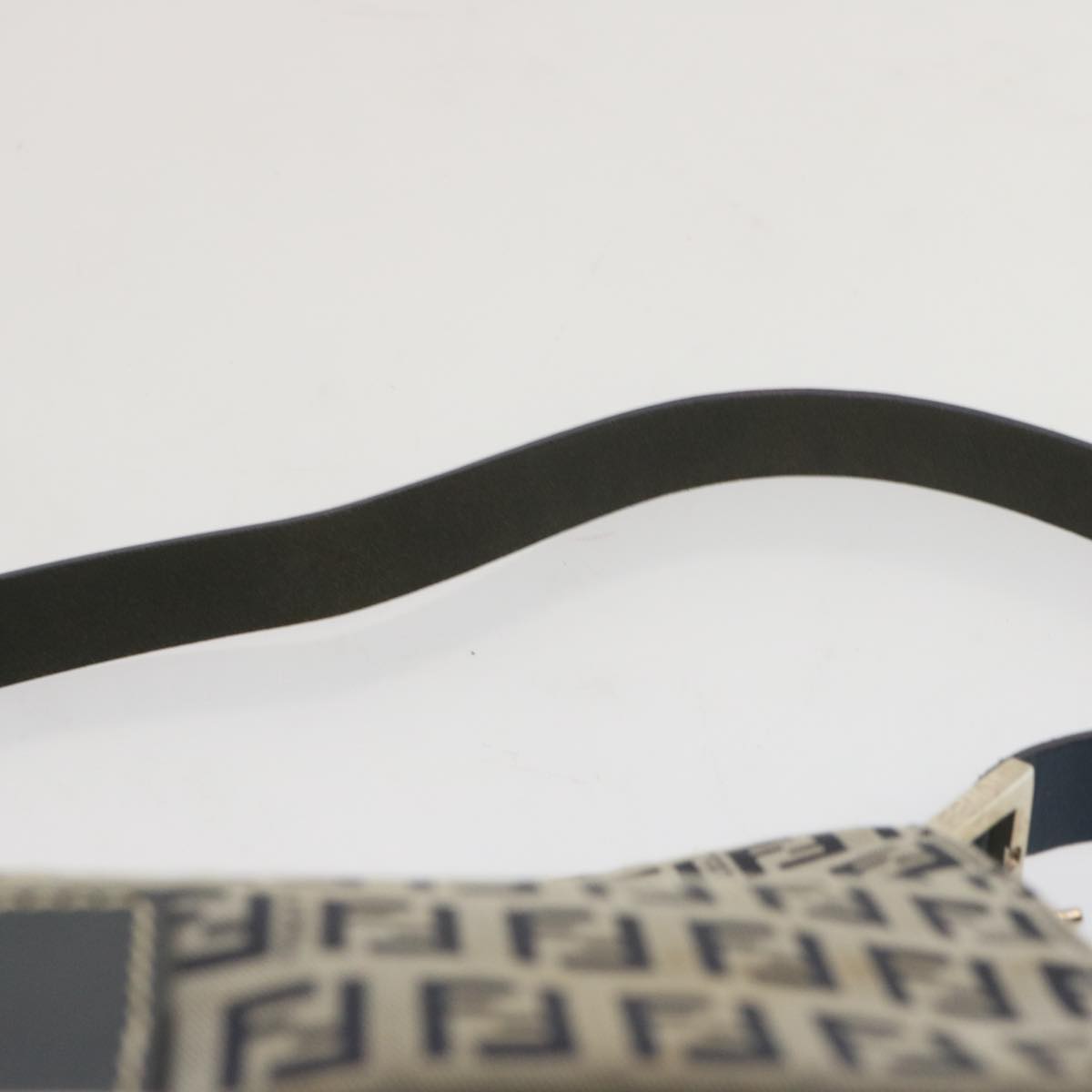 FENDI Zucchino Canvas Mamma Baguette Shoulder Bag Navy67319