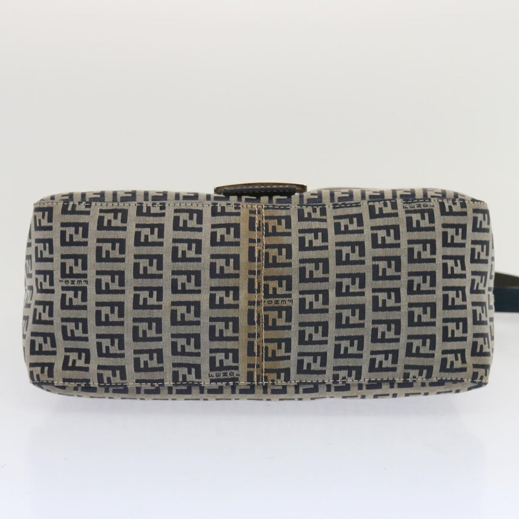 FENDI Zucchino Canvas Mamma Baguette Shoulder Bag Navy67319
