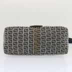 FENDI Zucchino Canvas Mamma Baguette Shoulder Bag Navy67319