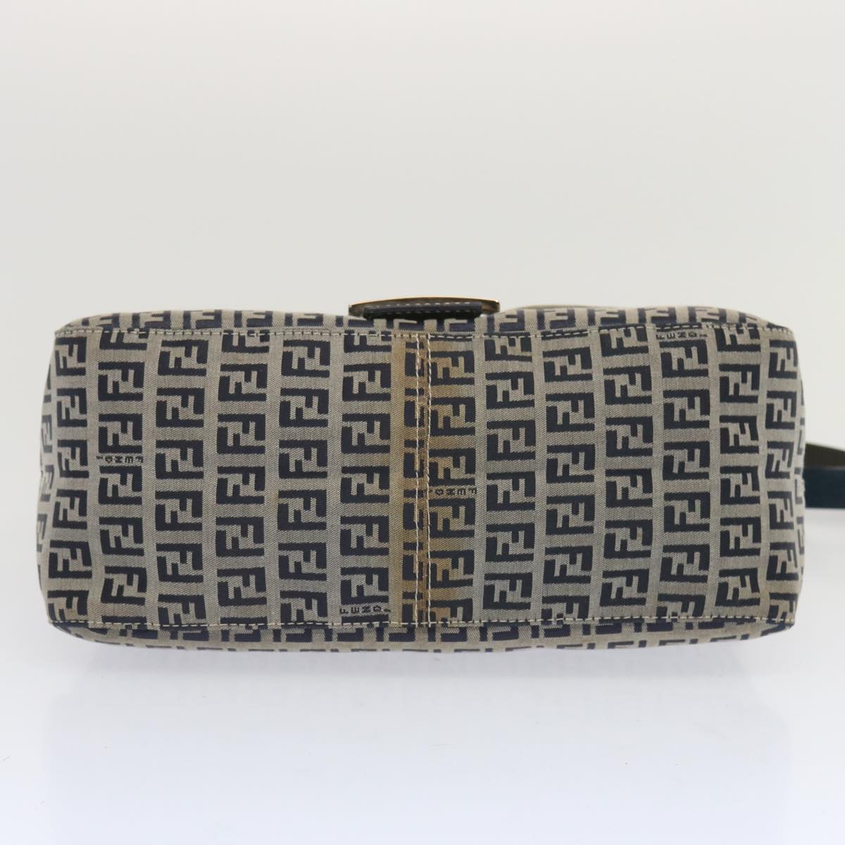 FENDI Zucchino Canvas Mamma Baguette Shoulder Bag Navy67319