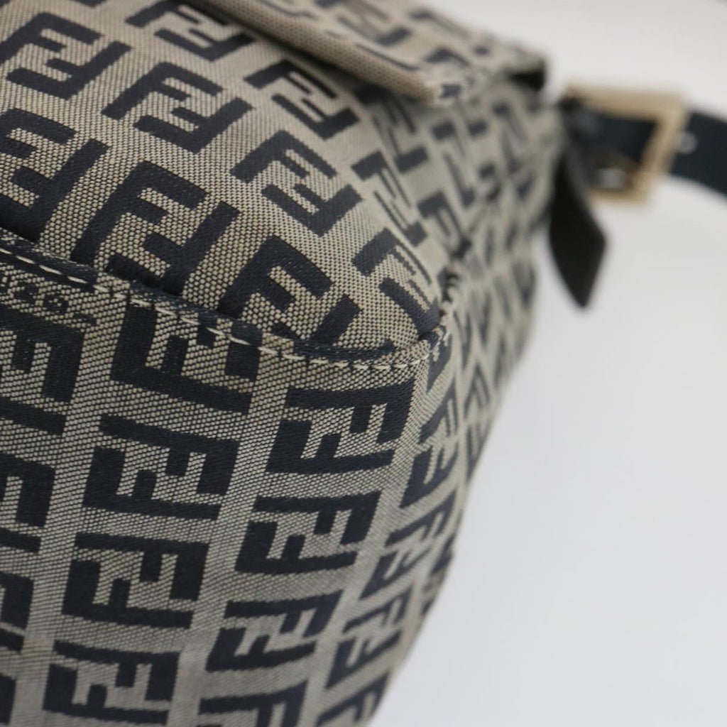 FENDI Zucchino Canvas Mamma Baguette Shoulder Bag Navy67319