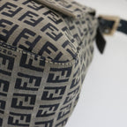 FENDI Zucchino Canvas Mamma Baguette Shoulder Bag Navy67319