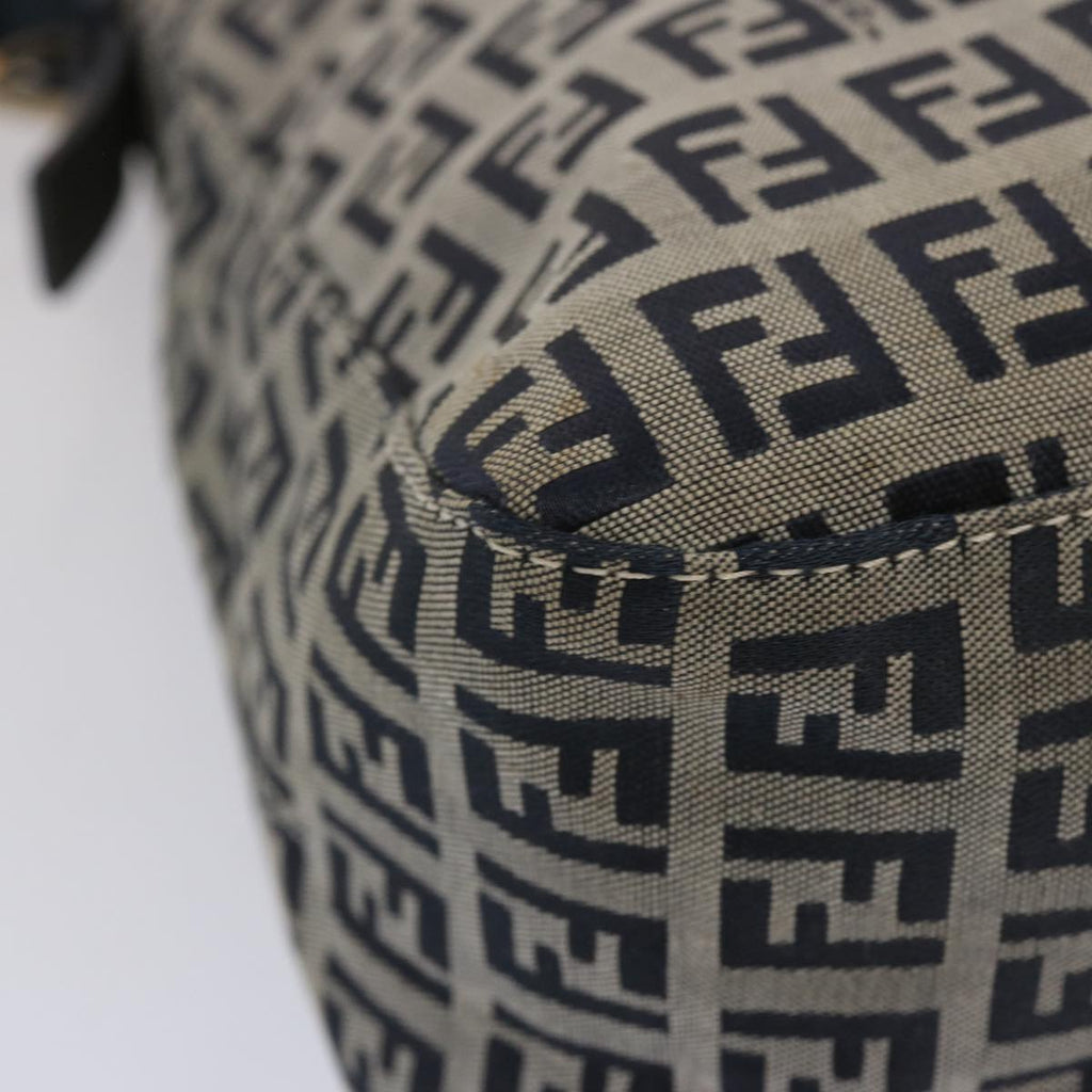 FENDI Zucchino Canvas Mamma Baguette Shoulder Bag Navy67319