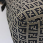 FENDI Zucchino Canvas Mamma Baguette Shoulder Bag Navy67319