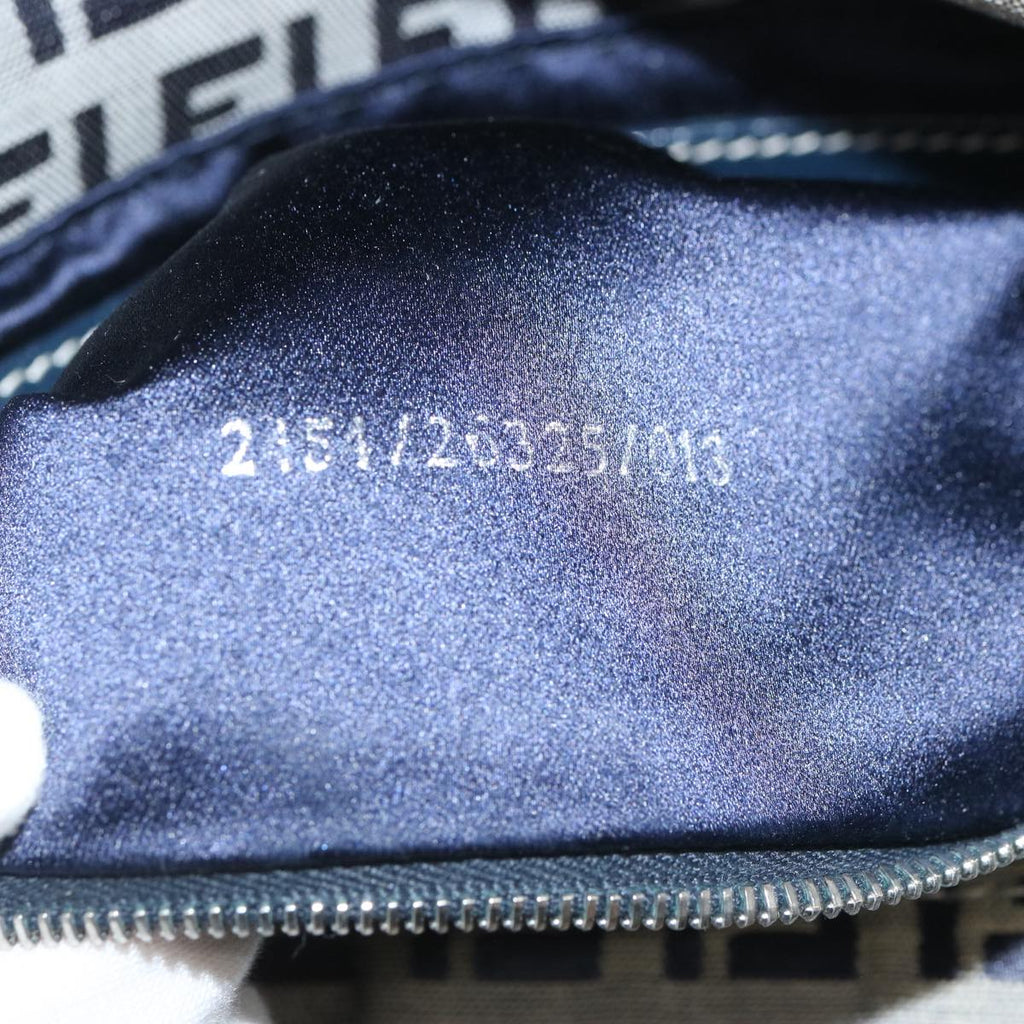 FENDI Zucchino Canvas Mamma Baguette Shoulder Bag Navy67319