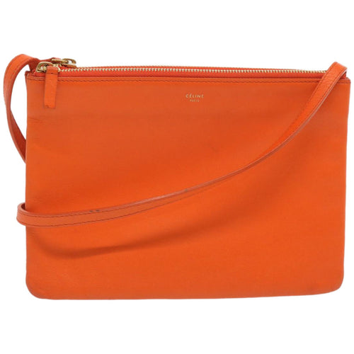 CELINE Trio Small Shoulder Bag Leather Orange  67320