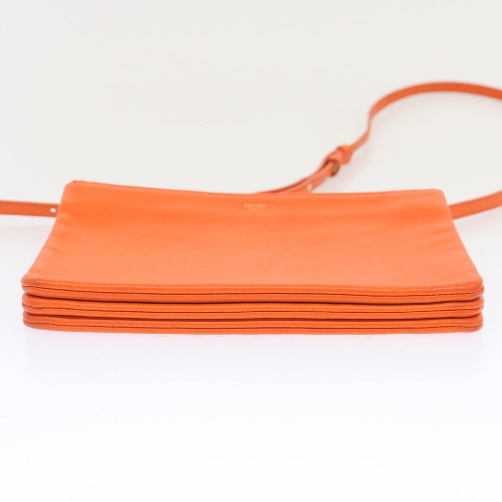CELINE Trio Small Shoulder Bag Leather Orange  67320