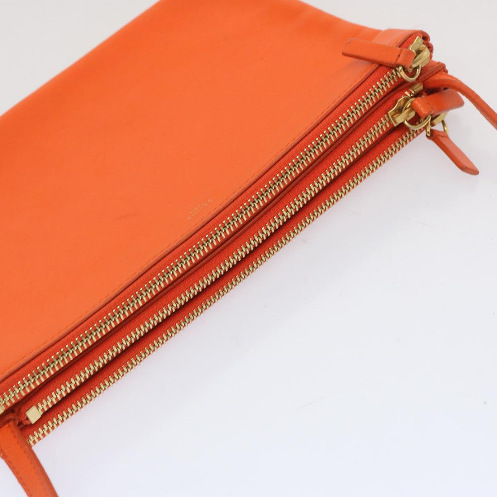 CELINE Trio Small Shoulder Bag Leather Orange  67320