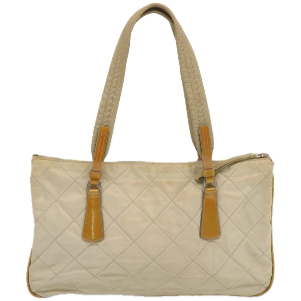 PRADA Hand Bag Nylon Cream 67324