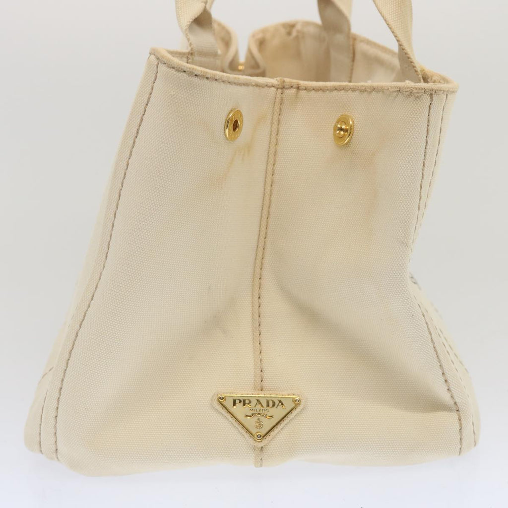 PRADA Canapa MM Hand Bag Canvas 2way Cream  67331