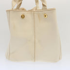 PRADA Canapa MM Hand Bag Canvas 2way Cream  67331