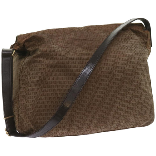FENDI Zucchino Canvas Shoulder Bag Brown67343